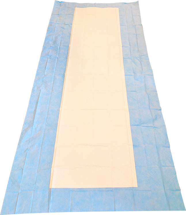 Mediflex disposable underpad for healthcare with blue waterproof backing and white absorbent center